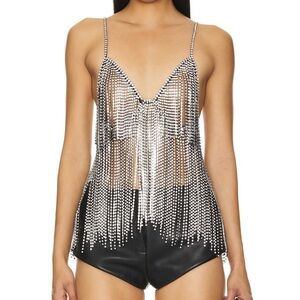 H:ours rhinestone fringe top.